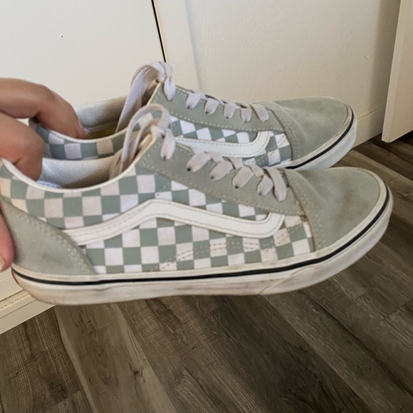 Vans Shoes - Vans Women Gray-Light Blue and White Checkered Shoes size 5